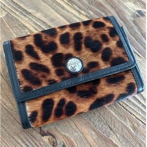 Brighton Chic Fashion Art Leopard Print Hair Leather Tri Fold Wallet Clutch